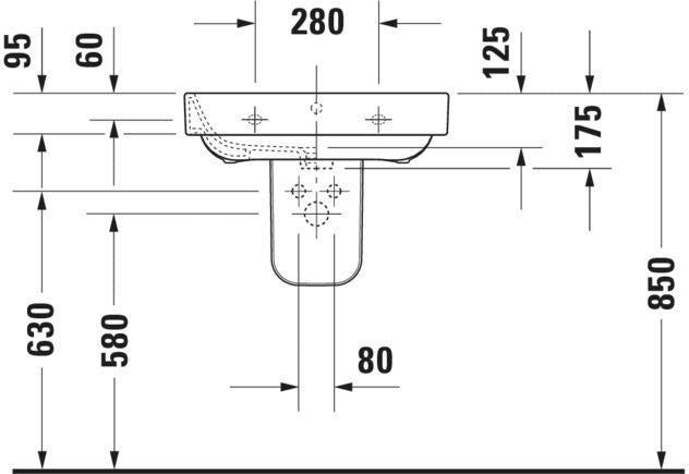 Duravit Waschtisch Happy D.2 600 x 475 mm hängend weiß mit Überlauf und Hahnlochbank