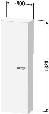 DURAVIT XBase Halbhochschrank 400 mm weiß matt, Anschlag links, mit Soft-Close und 4 Glasböden