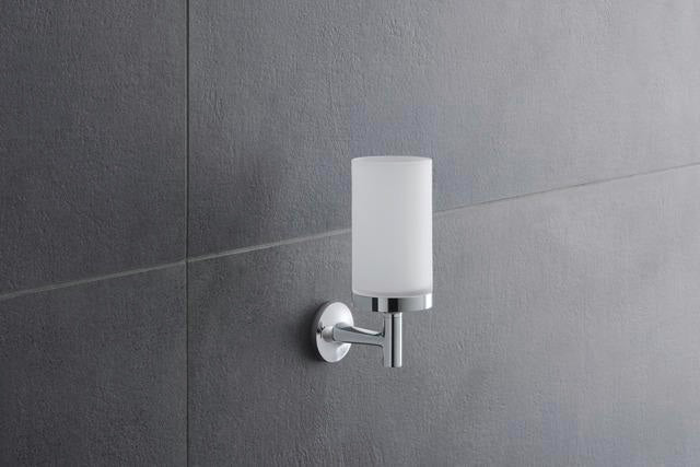 DURAVIT Starck T Zahnputzbecher, Chrom, Akzentfarbe Weiß Matt, 65x98x173 mm, Glas, Messing