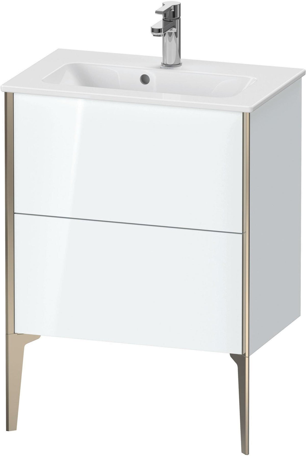 Duravit XViu Waschtischunterbau bodenstehend 610 mm, 2 Auszüge, champagner matt/weiß matt