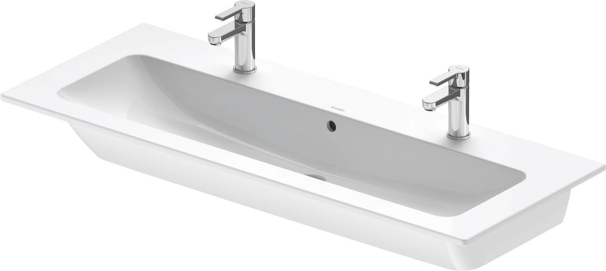DURAVIT ME by Starck Möbelwaschtisch 1230 mm, 2 Hahnlöcher, mit Überlauf, weiß – Designer-Waschtisch von Philippe Starck