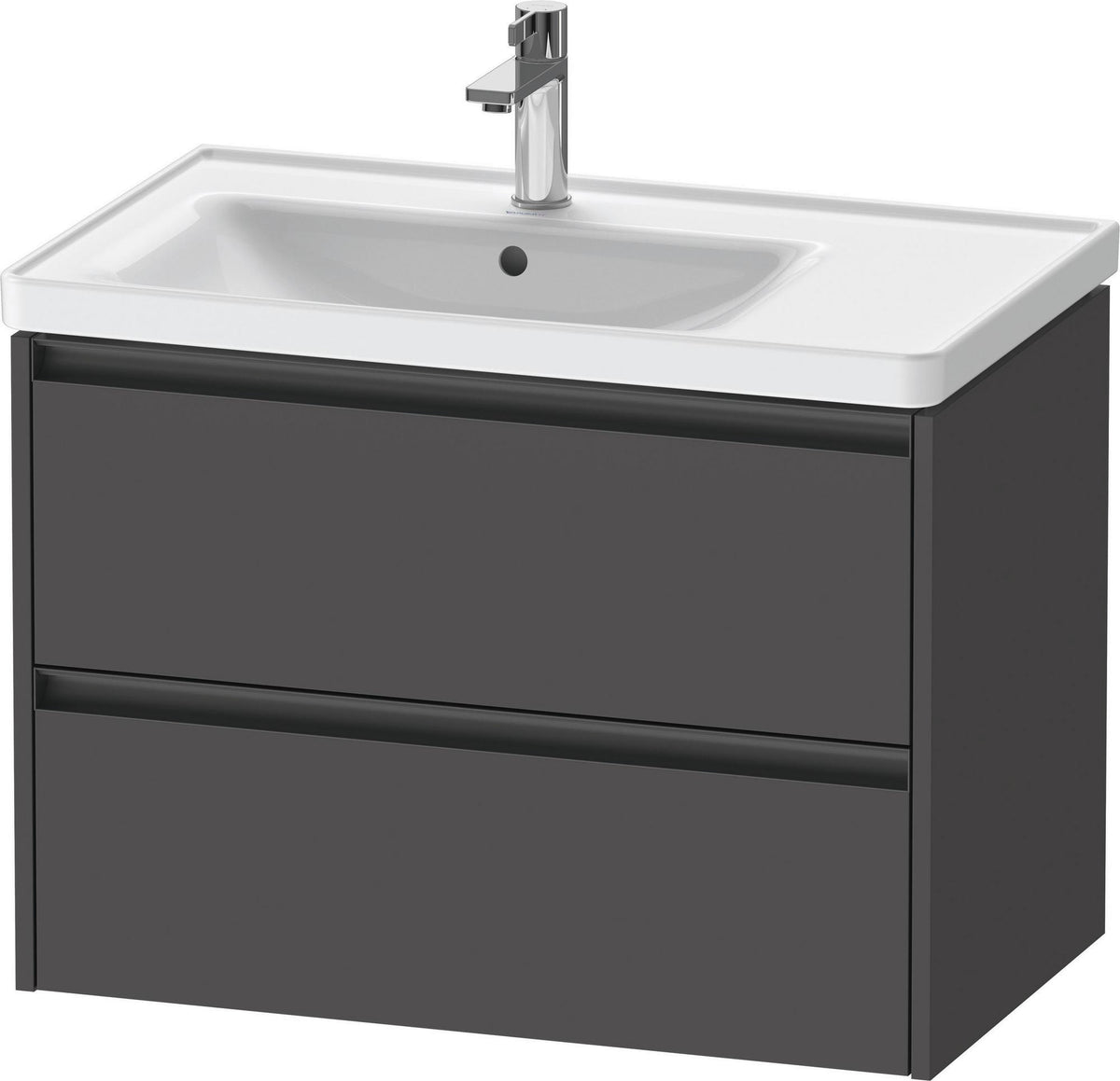 Duravit Ketho.2 Waschtischunterbau 784 mm betongrau matt mit 2 Schubkästen und Becken links