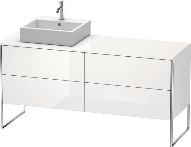 Duravit XSquare Waschtischunterbau 1600 mm mit Becken links, Außen taupe seidenmatt, inkl. Fußgestell