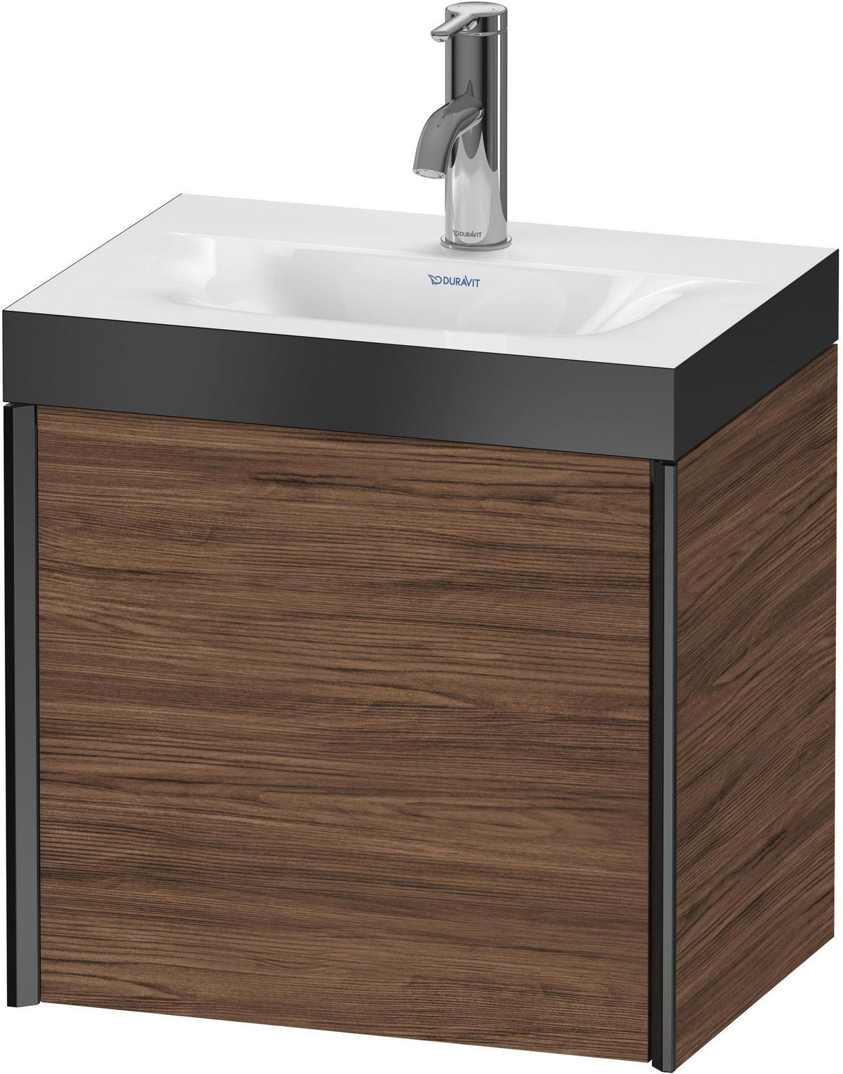 DURAVIT XViu Waschtischunterbauset 460 mm mit c-bonded Technologie, 1 Tür, schwarz matt / Nussbaum