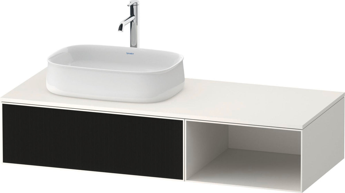 Duravit Zencha Konsolen-Waschtischunterbau 1300 mm Eiche Anthrazit mit Auszug und Tip-on-Technik