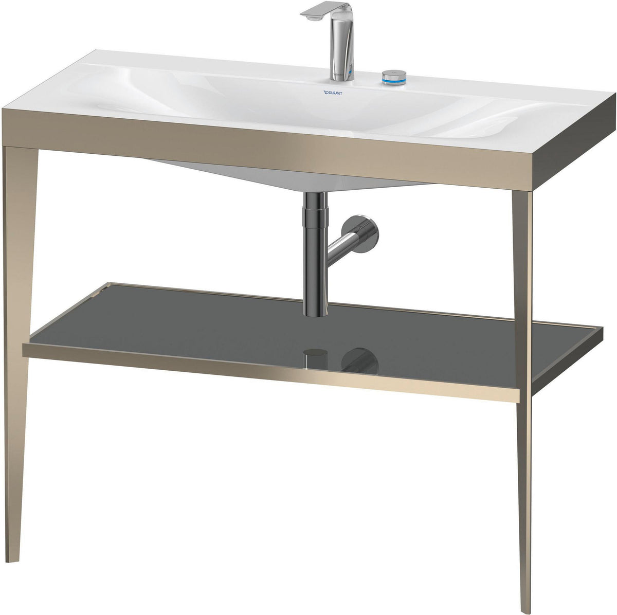 Duravit XViu c-bonded Waschtischset 1000 mm mit Metallkonsole, weiß hochglanz / schwarz matt – inkl. Waschschüssel
