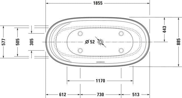 DURAVIT Cape Cod Freistehbadewanne 1855x885 mm Mineralguss Weiß Matt mit Fußgestell
