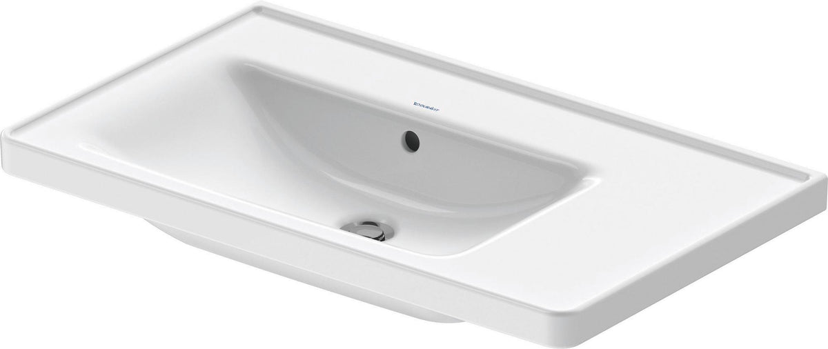 Duravit Waschtisch D-Neo 800 mm weiß mit Überlauf, Becken links, Hahnlochbank, Wandmontage