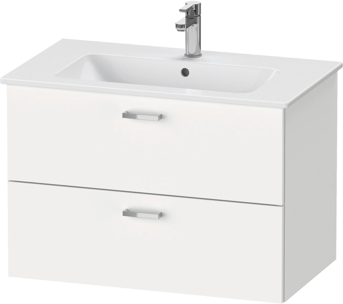 Duravit XBase Waschtischunterbau wandhängend 600 mm, 2 Schubkästen, weiß matt, Soft-Close
