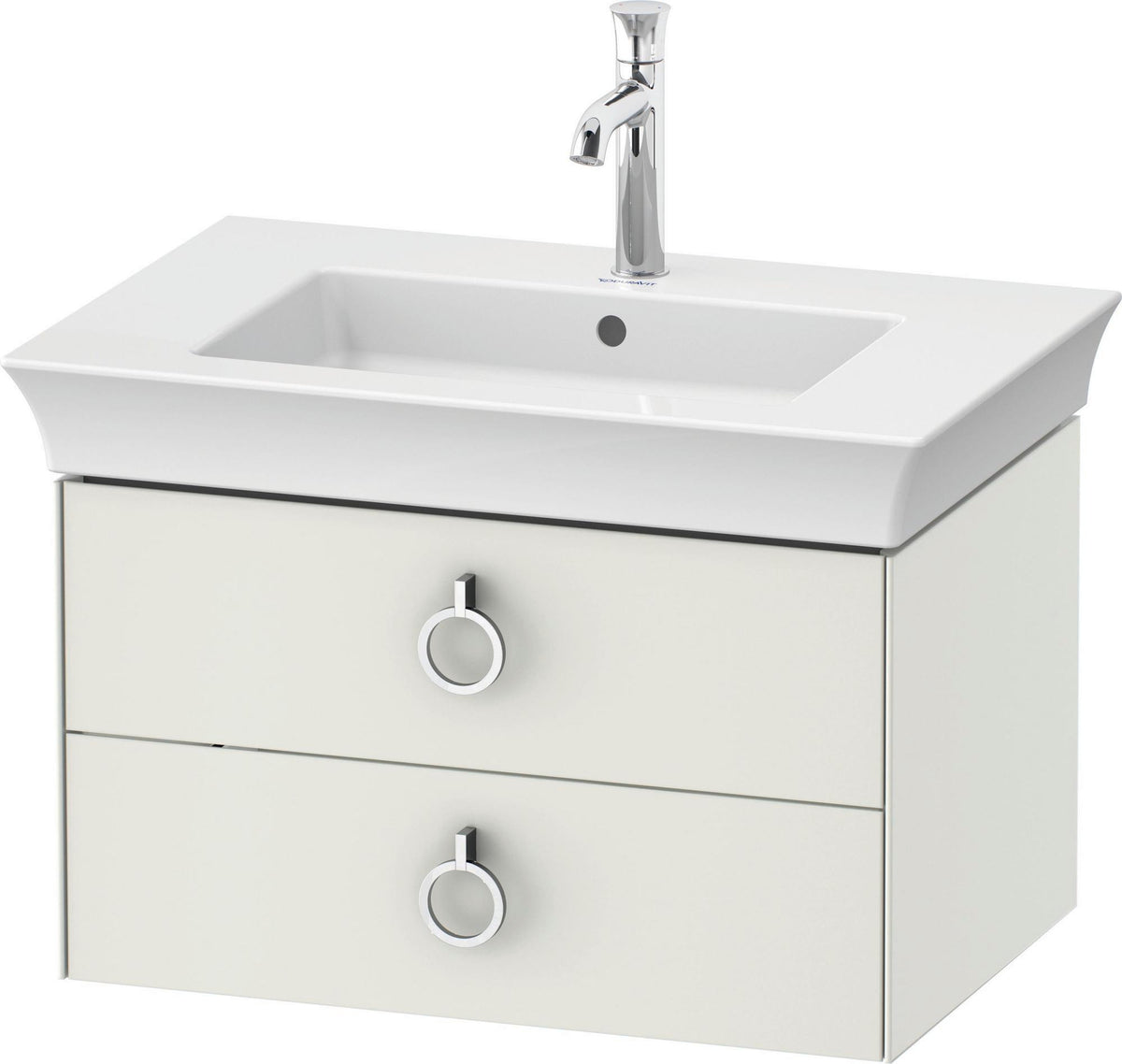 Duravit White Tulip Waschtischunterbau wandhängend 684 mm mit 2 Schubkästen und Griff, weiß seidenmatt