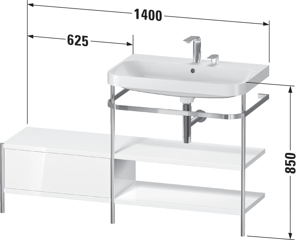 Duravit Waschtischunterbau Happy D.2 Plus 1400x490 mm Metallkonsole supermatt
