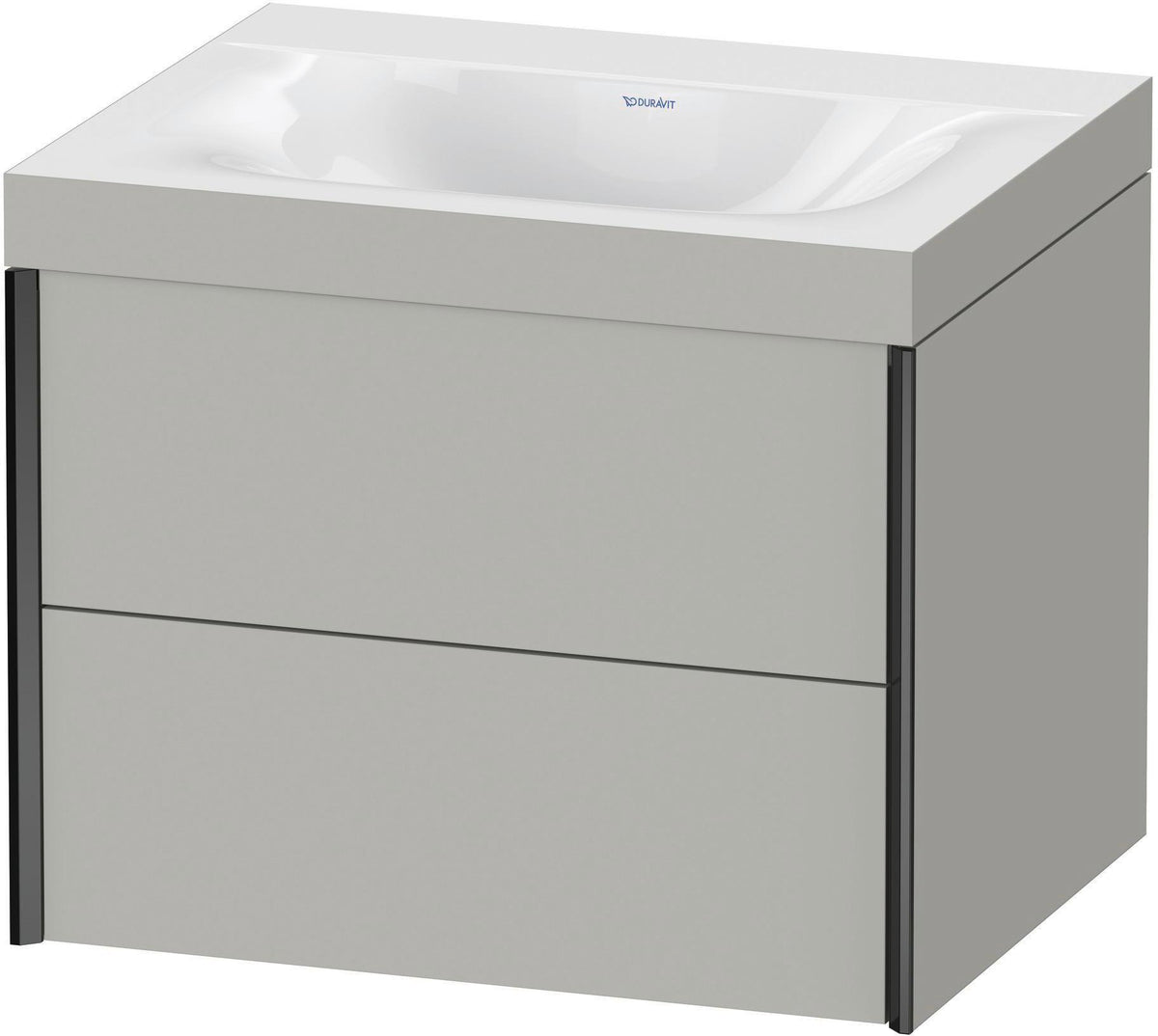 DURAVIT XViu c-bonded Waschtischunterbauset, 2 Schubkästen, wandhängend, schwarz/betongrau matt