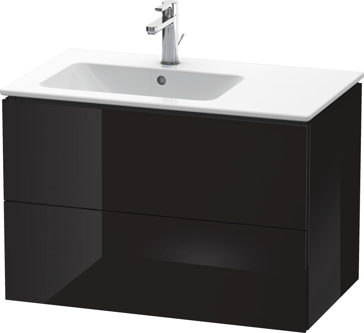 DURAVIT L-Cube Waschtischunterbau 820 mm betongrau matt – 2 Schubkästen, Becken links, wandhängend