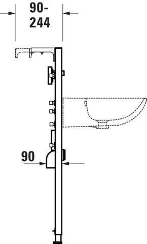 Duravit DuraSystem Waschtisch-Vorwandelement 500 x 1148 mm für Wandarmatur, Trockenbau, höhenverstellbar
