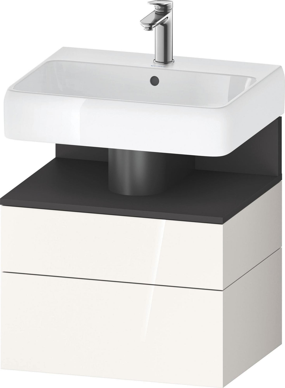 DURAVIT Qatego Waschtischunterbau 590 mm wandhängend, 1 Auszug, weiß Hochglanz, Nische Eiche Schwarz