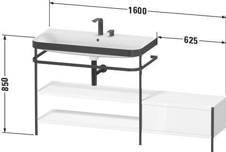 Duravit Waschtischset Happy D.2 Plus 1600x490mm taupe supermatt mit Hahnloch