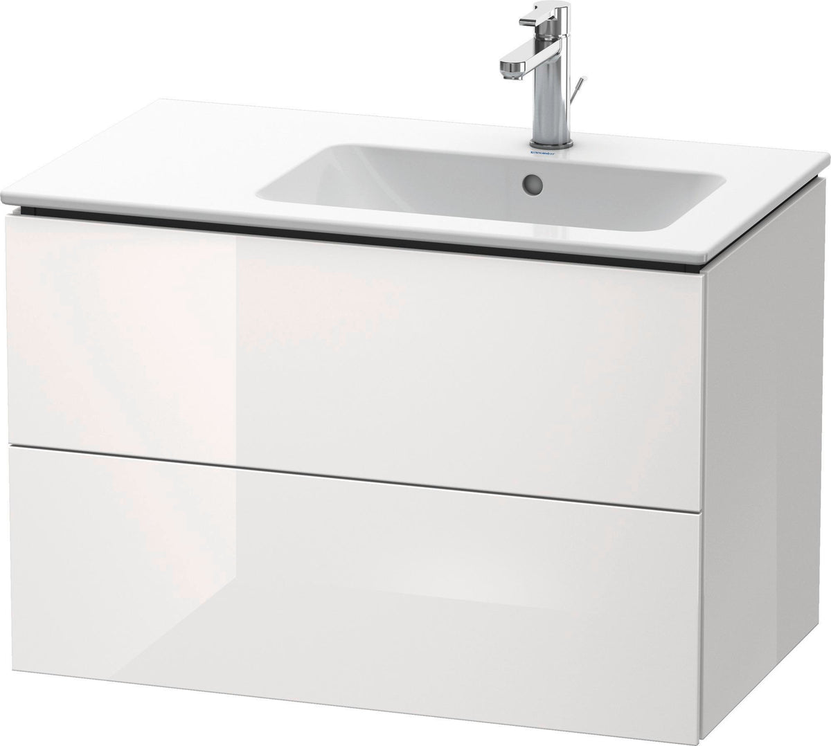 DURAVIT L-Cube Waschtischunterbau 820 mm wandhängend, 2 Schubkästen, Becken rechts, Betongrau Matt