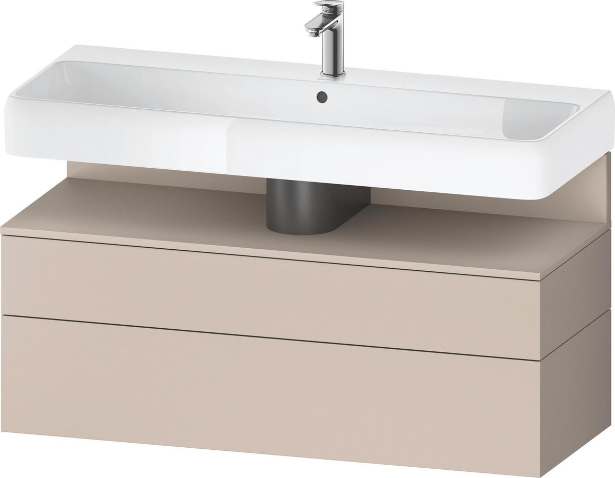 Duravit Qatego Waschtischunterbau 1190 mm – Weiß Matt mit Eiche Schwarz Nische, 1 Auszug, LED