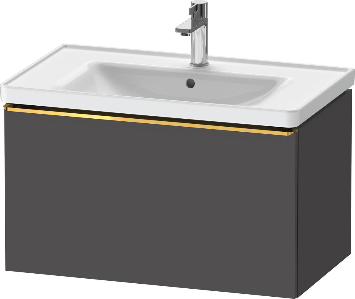 Duravit D-Neo Waschtischunterbau 784 mm Eiche Schwarz Matt mit 1 Auszug und Bronze-Griff
