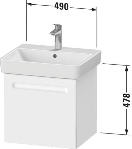 Duravit No.1 Waschtischunterbau wandhängend 490 mm, 1 Auszug, Weiß Matt – mit Soft-Close