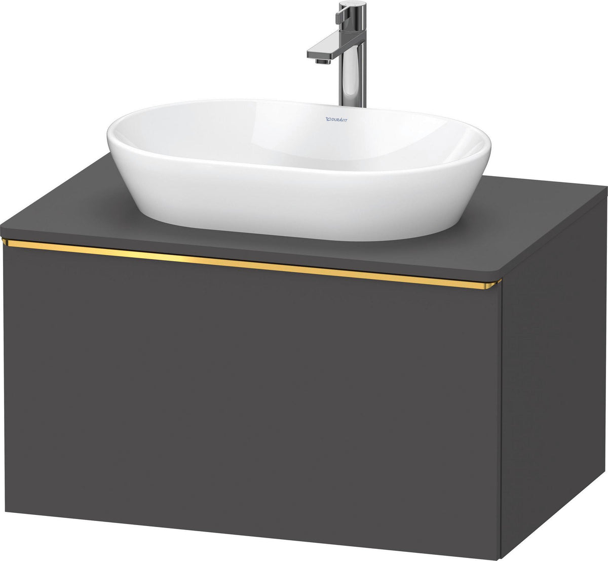 DURAVIT D-Neo Konsolenwaschtischunterbau 800 mm betongrau matt mit Bronze-Griff und Soft-Close-Auszug