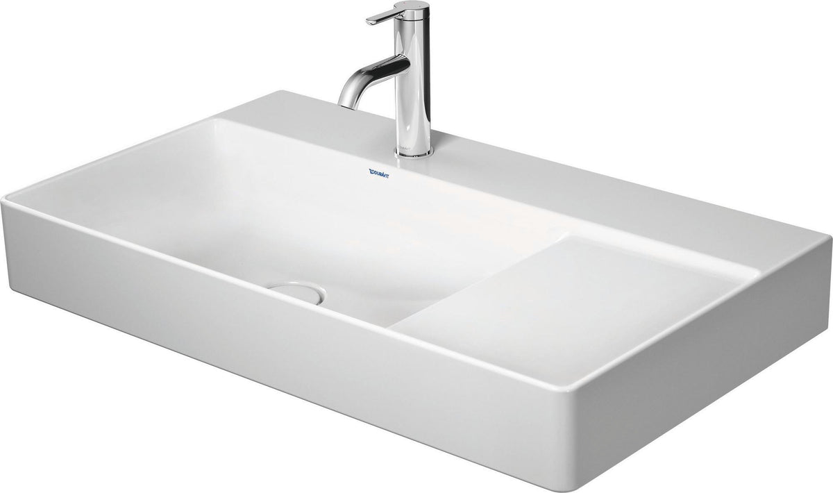 DURAVIT DuraSquare Waschtisch 800 mm, Weiß, mit Hahnlochbank, Becken links, für Möbel