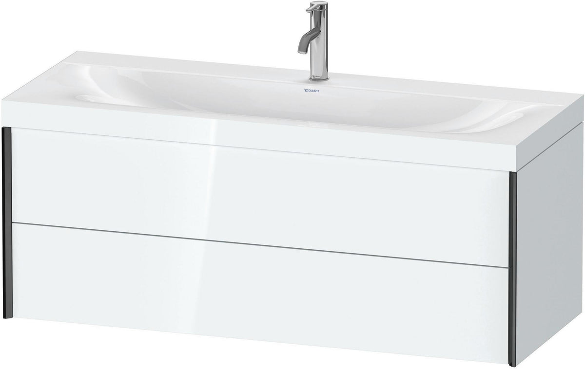 DURAVIT XViu c-bonded Waschtischunterbauset 1200 mm, 2 Schubkästen, schwarz matt/weiß hochglanz