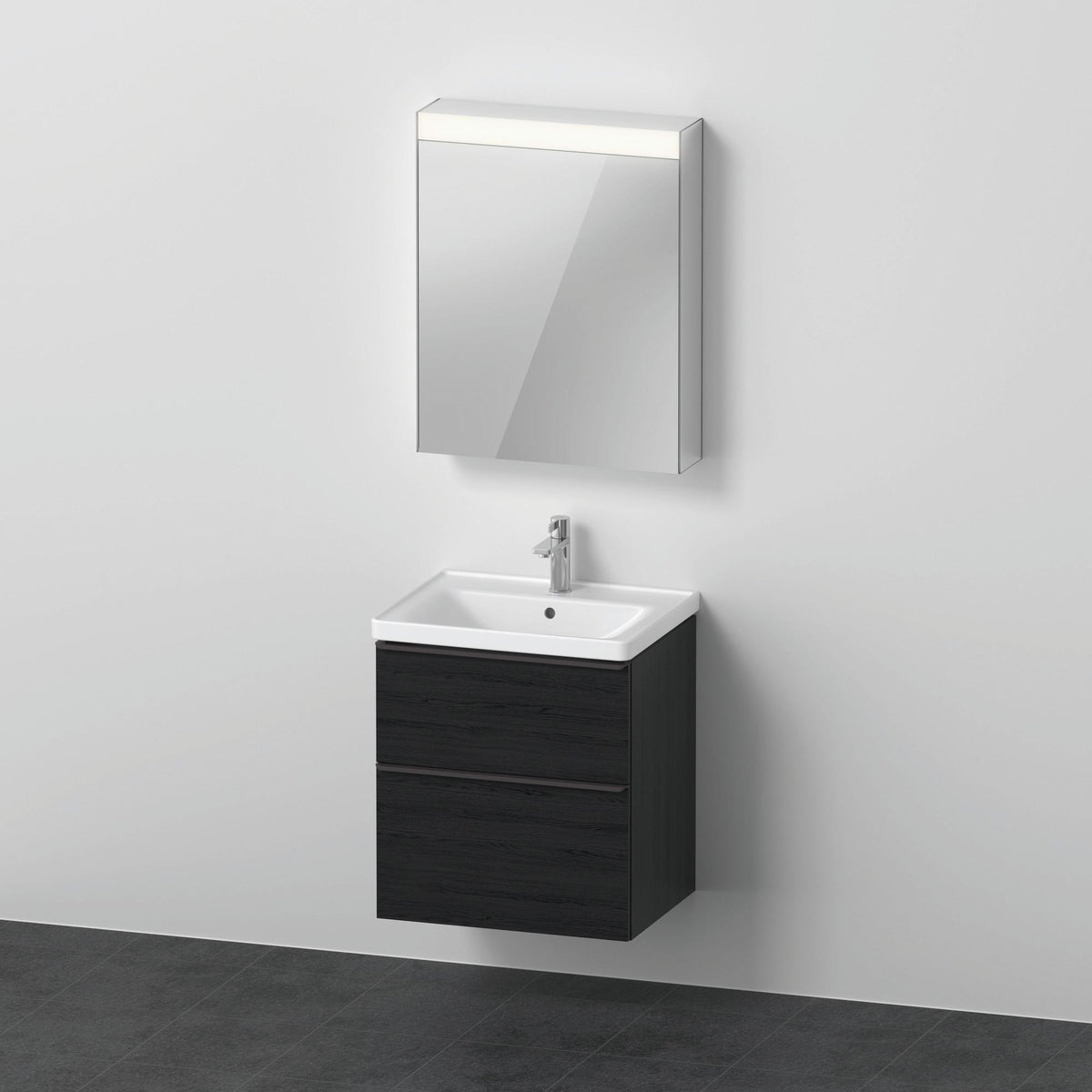 DURAVIT D-Neo Möbel-Set wandhängend 600x480mm mit Waschtisch, Unterbau, Spiegelschrank und LED-Beleuchtung in Eiche