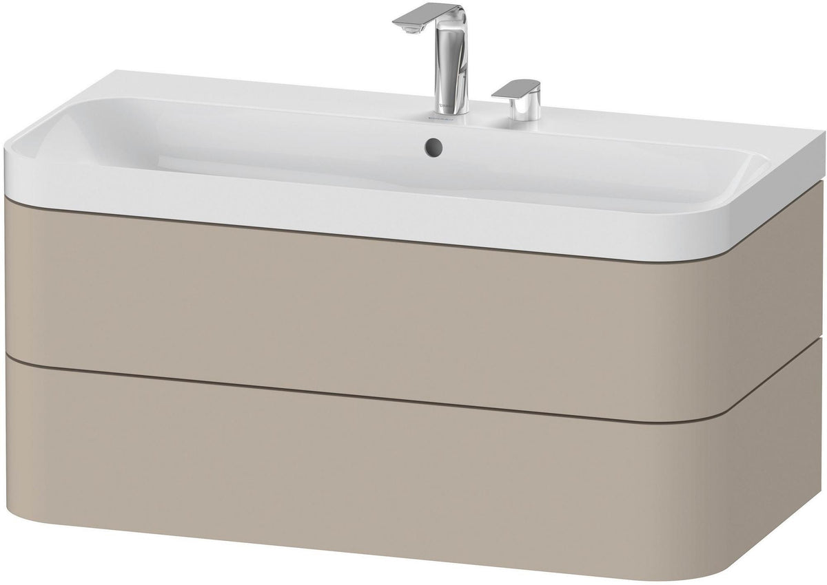 DURAVIT Happy D.2 c-shaped Waschtischset 975 mm wandhängend mit Tip-on und Soft-Close