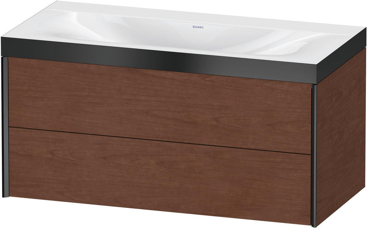 DURAVIT XViu c-bonded Waschtischunterbauset 1000 mm, 2 Schubkästen, Nussbaum gebürstet, schwarz matt