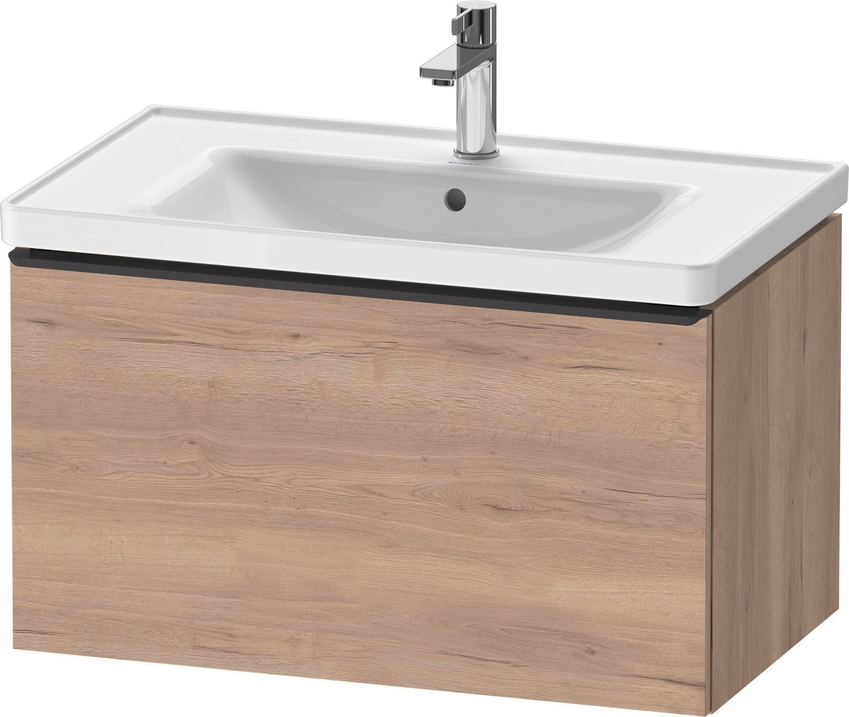 Duravit D-Neo Waschtischunterbau 784 mm Eiche Schwarz Matt mit 1 Auszug und Bronze-Griff