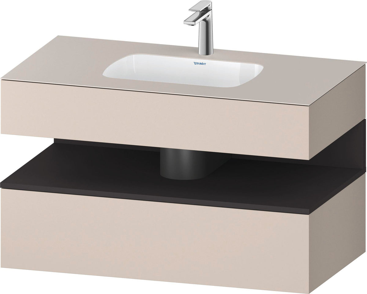 DURAVIT Qatego Einbauwaschtisch mit Konsolenwaschtischunterbau 1000 mm, 1 Auszug, antibakteriell