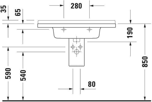 DURAVIT Möbelwaschtisch Starck 3 850 mm mit Überlauf, 1 Hahnloch, weiß – Wandhängend