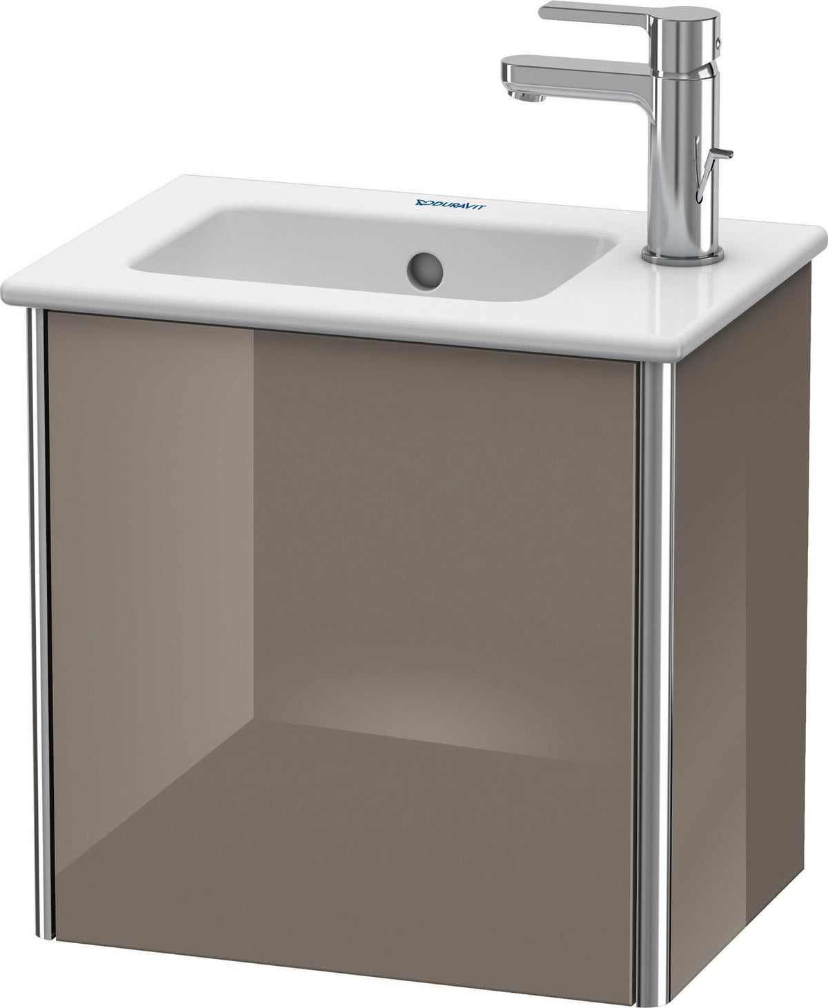 Duravit XSquare Waschtischunterbau 410 mm Flannel Grey Hochglanz, 1 Tür links, wandhängend