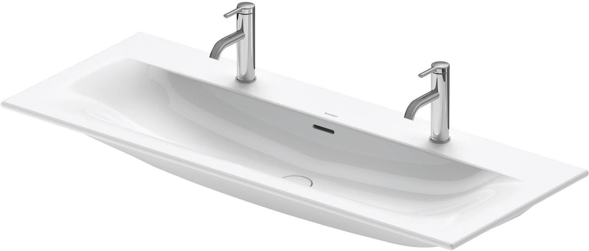 Duravit Viu Möbelwaschtisch 1230 mm, Weiß, mit Überlauf, Hahnlochbank und Halbsäule