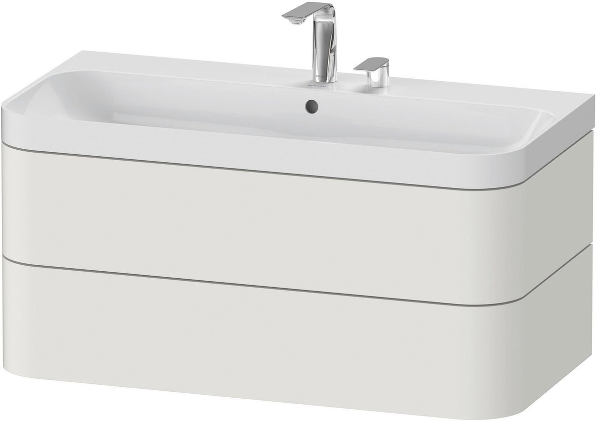 DURAVIT Happy D.2 c-shaped Waschtischset 975 mm wandhängend mit Tip-on und Soft-Close