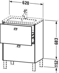 Duravit Waschtischunterbau Brioso Compact 683 mm betongrau matt mit 2 Auszügen