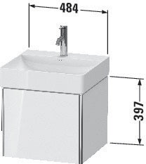 Duravit Waschtischunterbau XSquare 397x484x460mm, 1 Auszug, weiß matt – wandhängend für DuraSquare