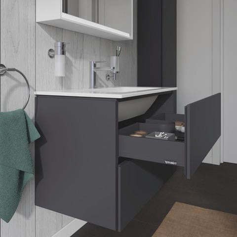 Duravit L-Cube Waschtischunterbau 820 mm taupe matt mit 2 Schubkästen und Tip-On-Technik