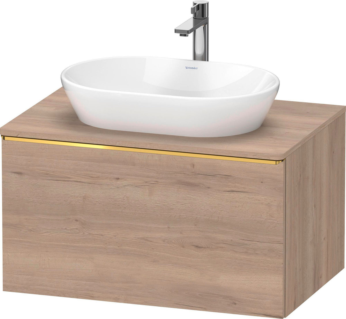 DURAVIT D-Neo Konsolenwaschtischunterbau 800 mm betongrau matt mit Bronze-Griff und Soft-Close-Auszug