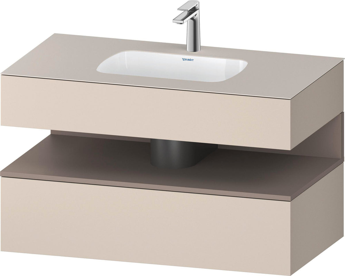 DURAVIT Qatego Einbauwaschtisch mit Konsolenwaschtischunterbau 1000 mm, 1 Auszug, antibakteriell