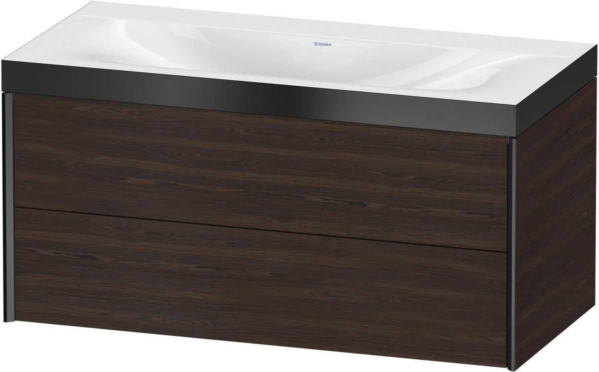 DURAVIT XViu c-bonded Waschtischunterbauset 1000 mm, 2 Schubkästen, Nussbaum gebürstet, schwarz matt