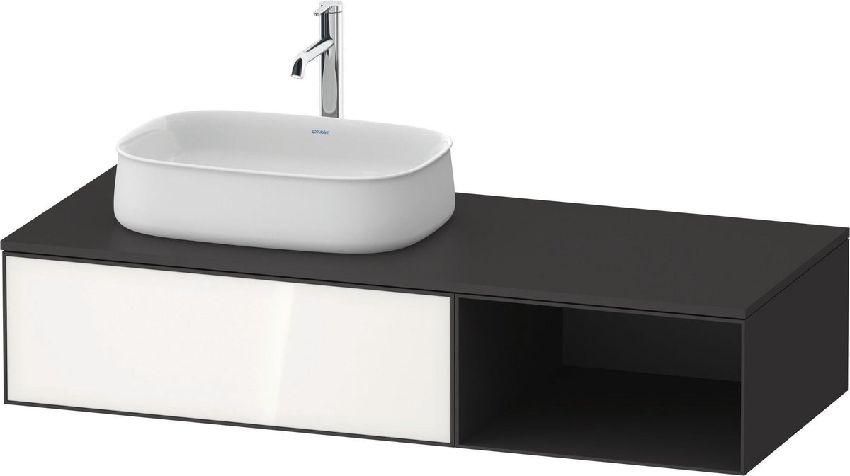 Duravit Zencha Konsolen-Waschtischunterbau 1300 mm Eiche Anthrazit mit Auszug und Tip-on-Technik
