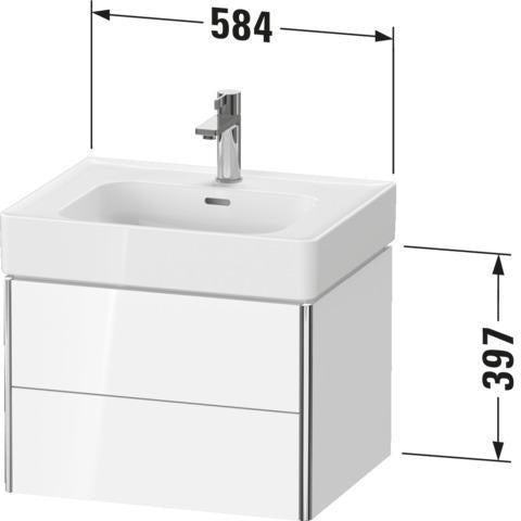 Duravit XSquare Waschtischunterbau 584 mm, 2 Schubkästen, Tip-on, Taupe