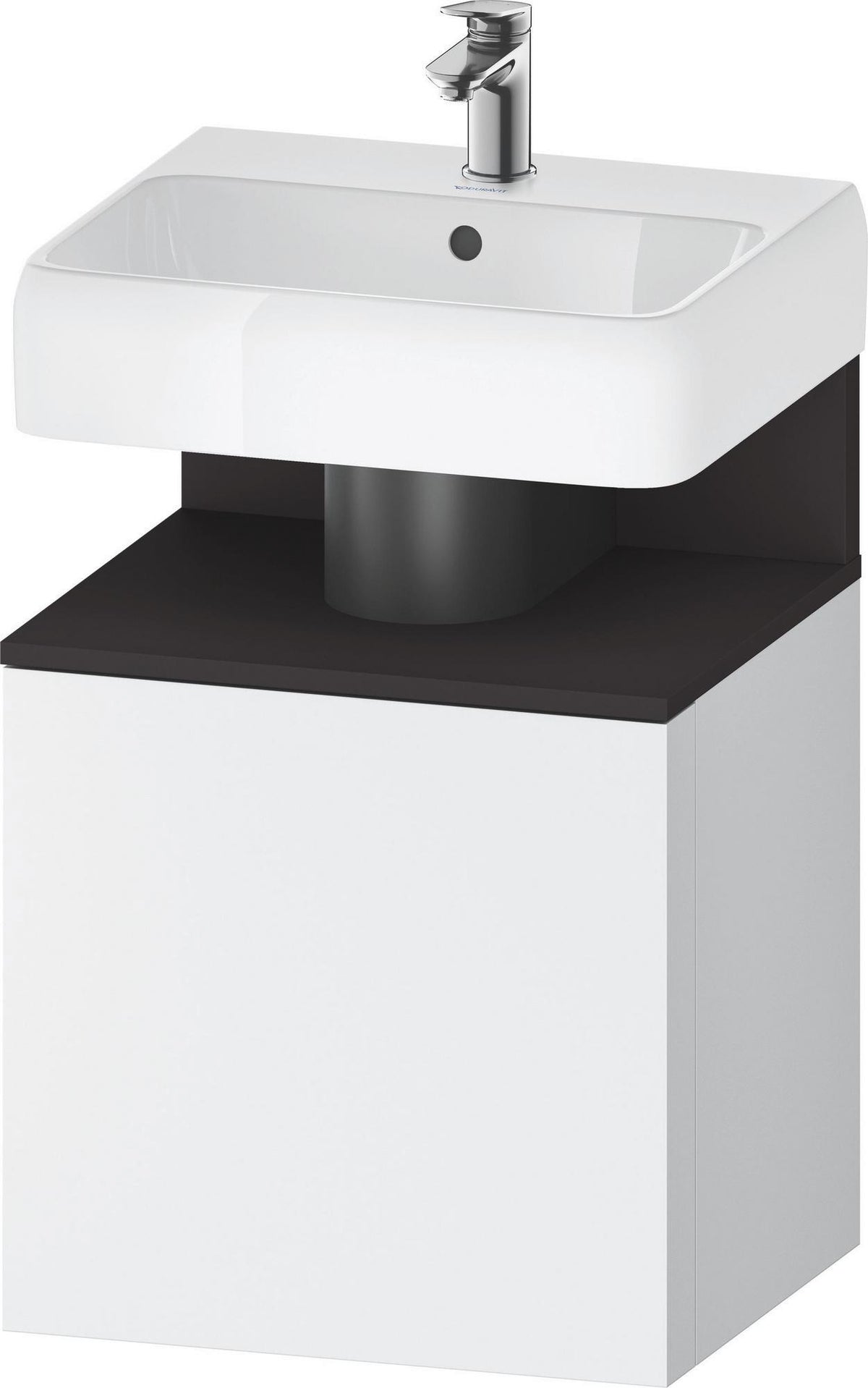 DURAVIT Qatego Waschtischunterbau 490 mm wandhängend, 1 Tür links, Weiß Matt mit Eiche Schwarz Nische