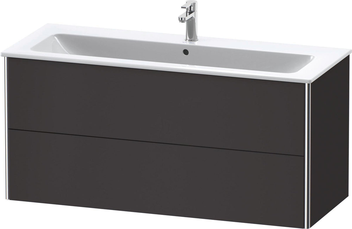 Duravit XSquare Waschtischunterbau 1210 mm, 2 Schubkästen, Graphit Matt – Wandhängend mit Tip-On