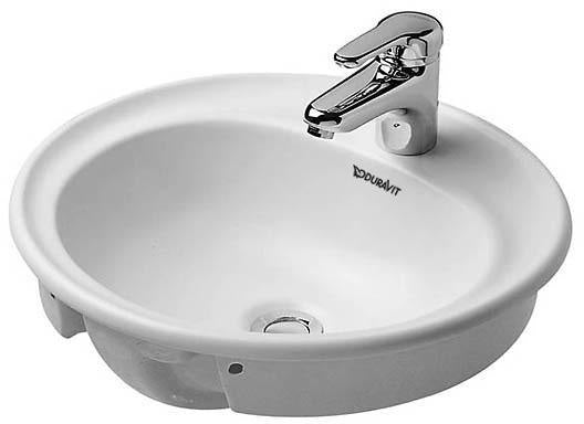 Duravit Einbauwaschtisch MANUA 480 mm mit Überlauf und WonderGliss – Weiß, Einbau von oben