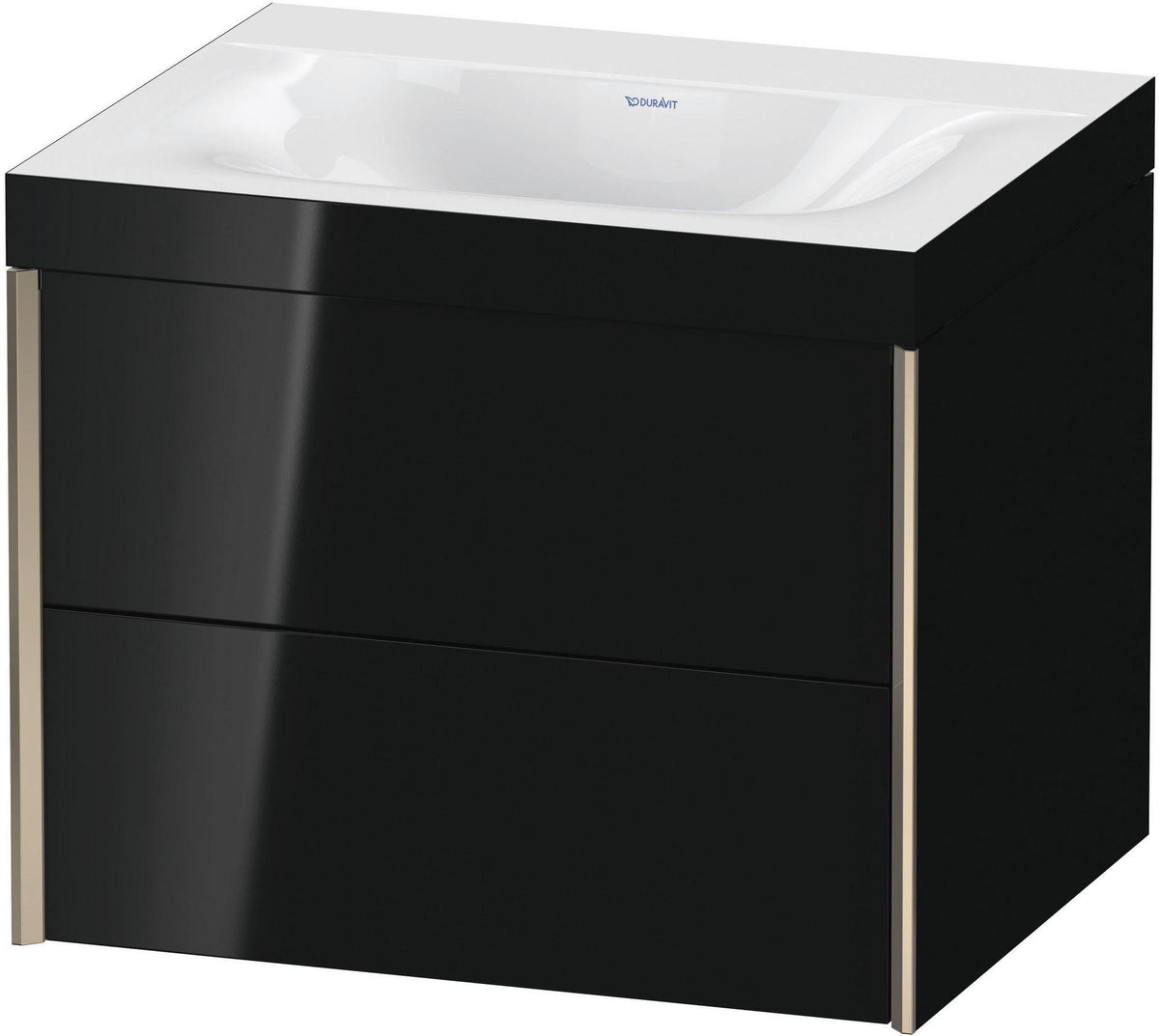 Duravit XViu Waschtischunterbauset mit 2 Schubkästen, champagner matt/schwarz hochglanz, 600 mm