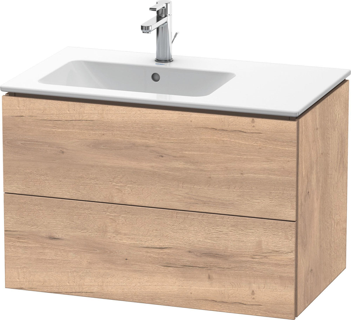 DURAVIT L-Cube Waschtischunterbau 820 mm betongrau matt – 2 Schubkästen, Becken links, wandhängend