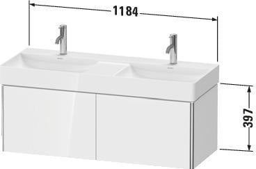 Duravit XSQUARE Waschtischunterbau 1184 mm, 2 Auszüge, weiß matt – für DuraSquare